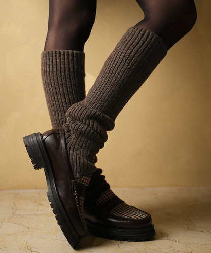 Ribbed Leg Warmers - Brown