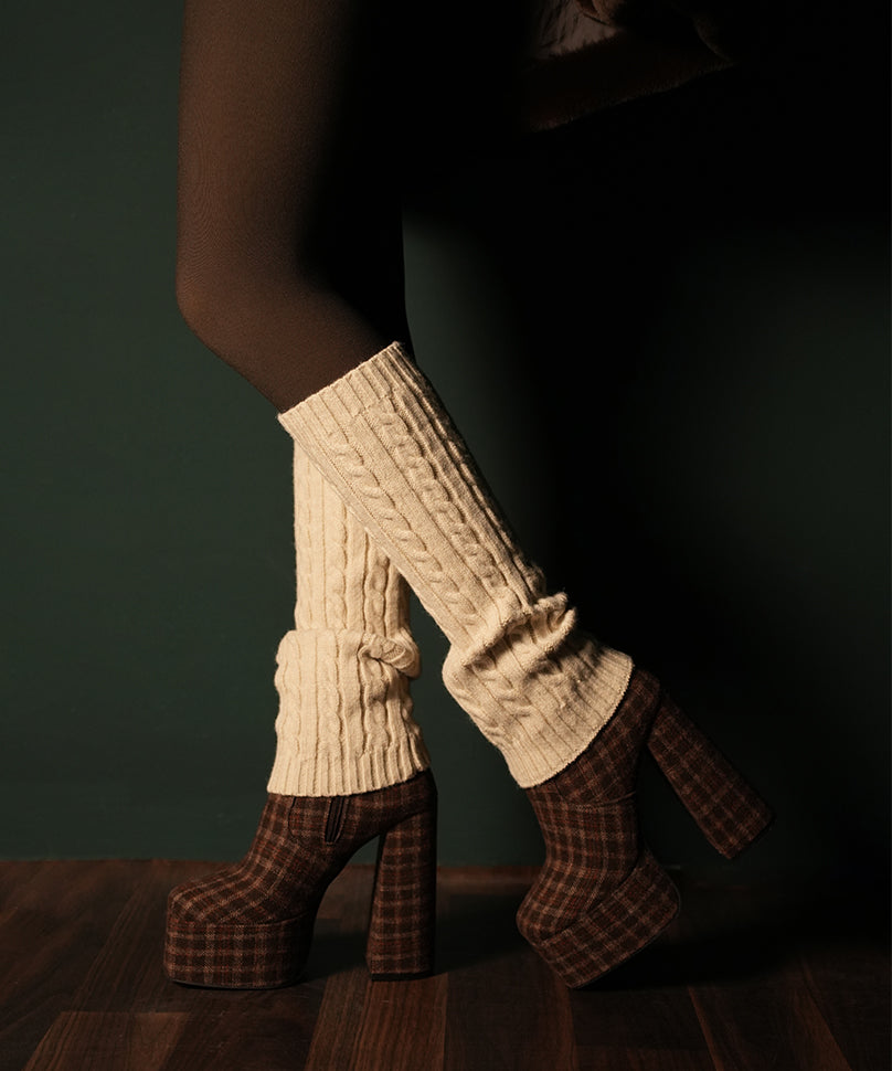 Cable Knit Leg Warmer - Cream