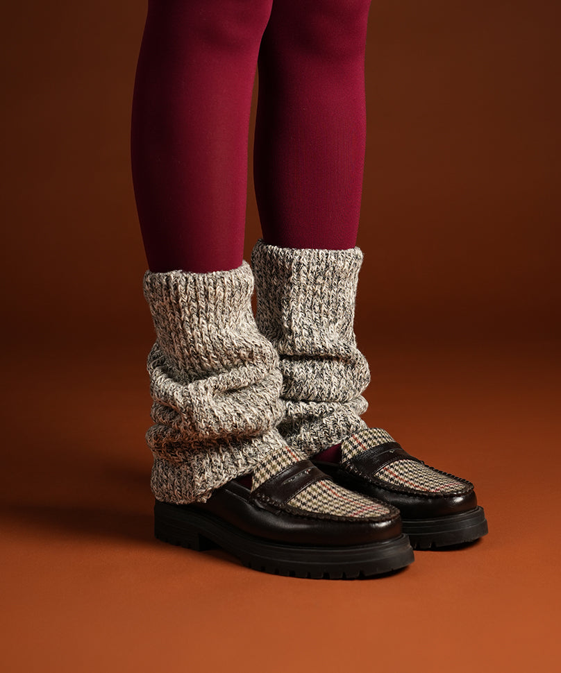 Melange Ribbed Leg Warmer - Light Grey