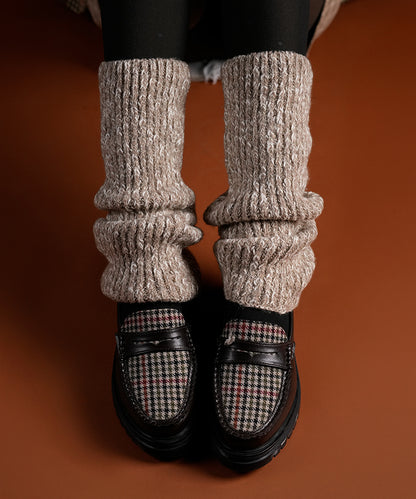 Melange Ribbed Leg Warmer - Khakhi