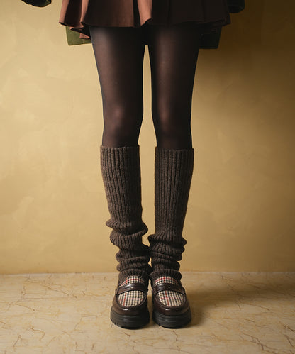 Ribbed Leg Warmers - Brown