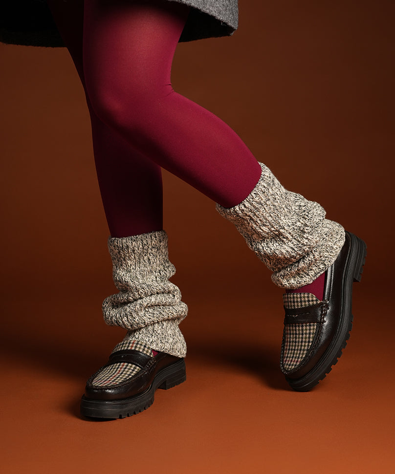 Melange Ribbed Leg Warmer - Light Grey