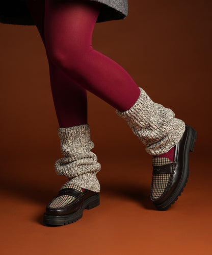 Melange Ribbed Leg Warmer - Light Grey