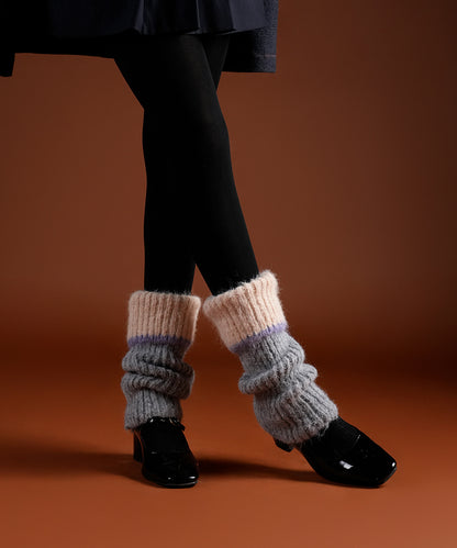 Color Block Cuff Leg Warmer - Light Grey