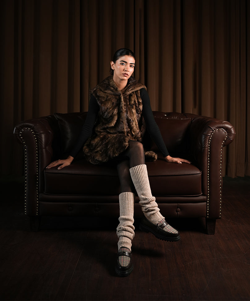 Ribbed Leg Warmers - Beige