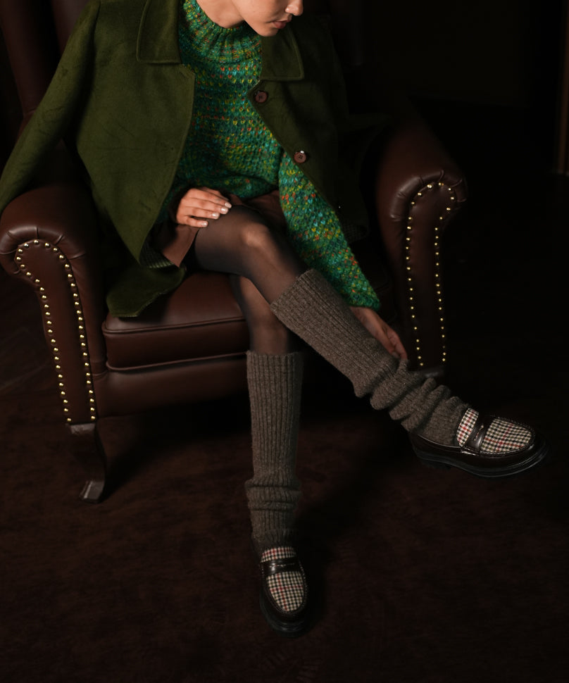 Ribbed Leg Warmers - Brown