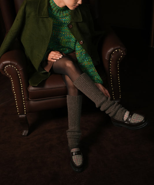 Ribbed Leg Warmers - Brown