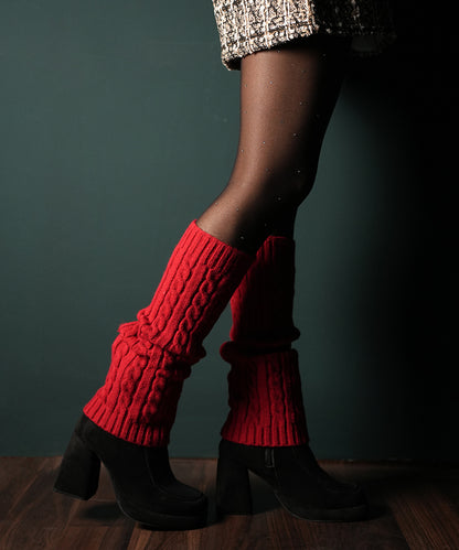 Cable Knit Leg Warmer - Red