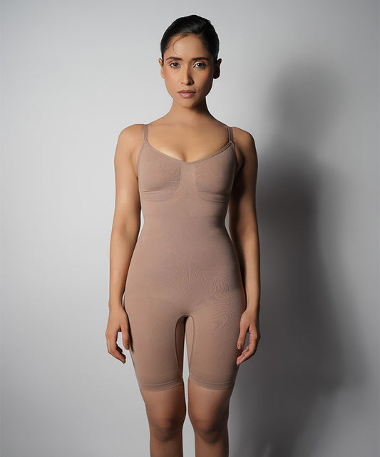Mid Thigh Bodysuit - Brown