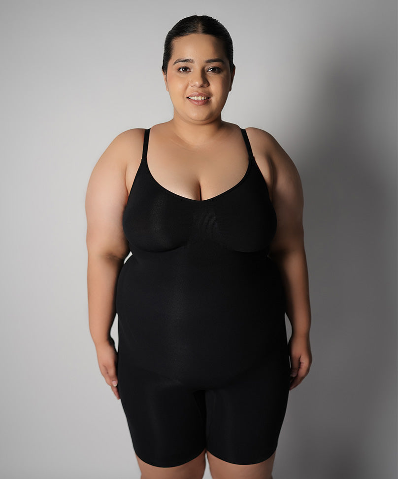 Mid Thigh Bodysuit - Black