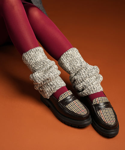 Melange Ribbed Leg Warmer - Light Grey