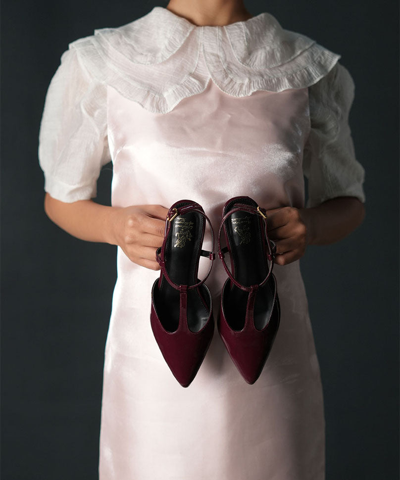 Sedgwick - Burgundy Patent Leather Kitten Heels | Theater