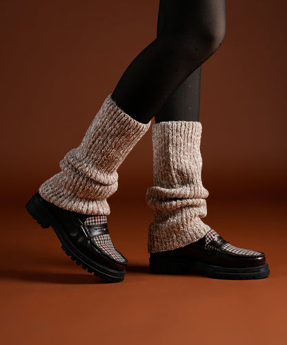 Melange Ribbed Leg Warmer - Khakhi