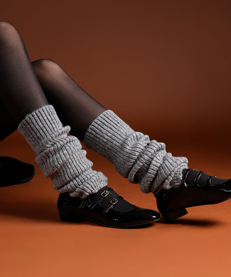 Ribbed Leg Warmers - Grey