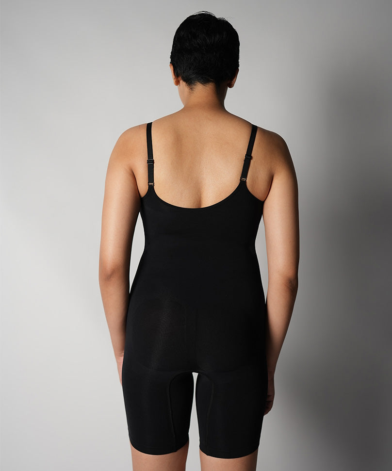 Mid Thigh Bodysuit - Black