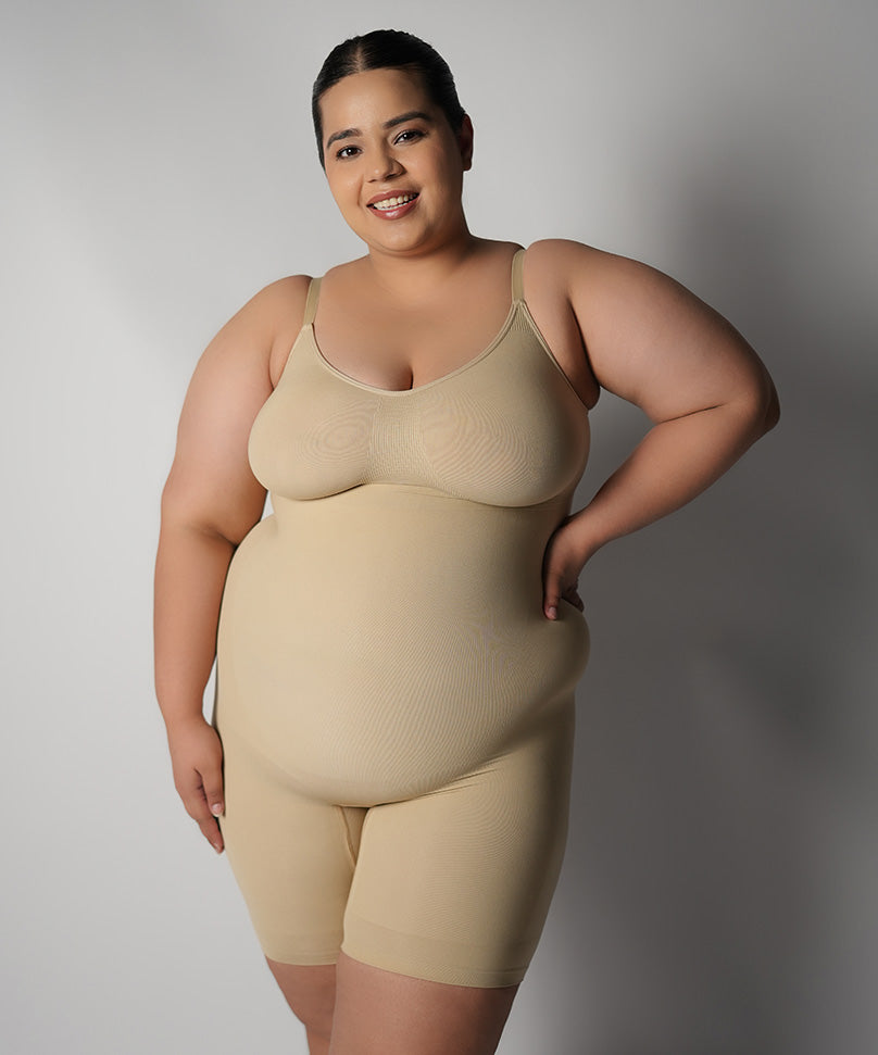 Mid Thigh Bodysuit - Nude