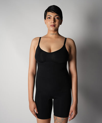 Mid Thigh Bodysuit - Black