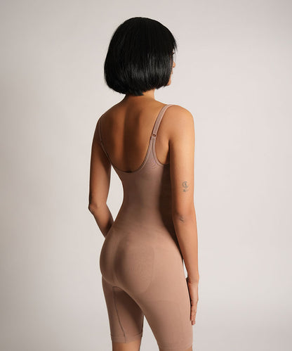 Mid Thigh Open Bust bodysuit - Brown