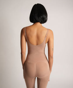 Mid Thigh Open Bust bodysuit - Brown