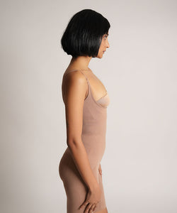 Mid Thigh Open Bust bodysuit - Brown