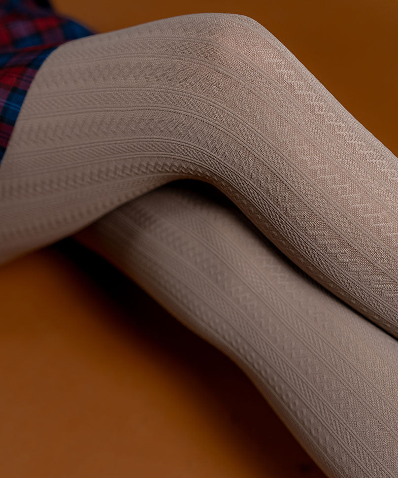 Beige Cableknit Stockings