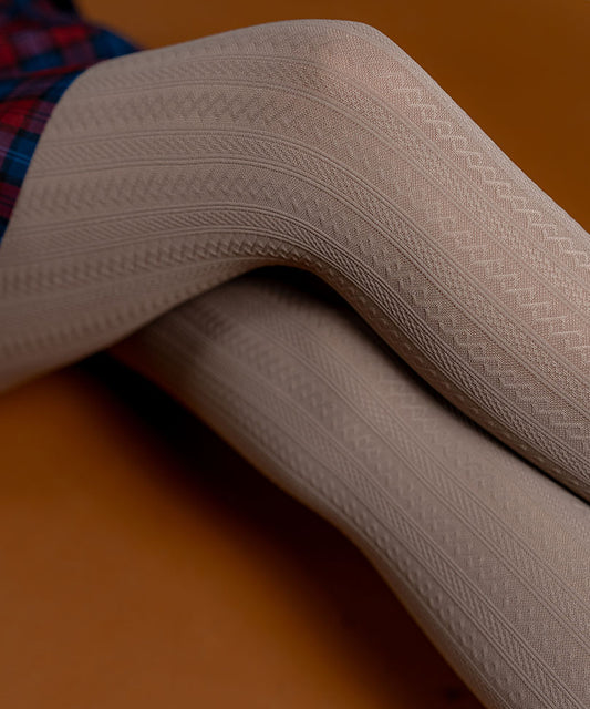 Beige Cableknit Stockings