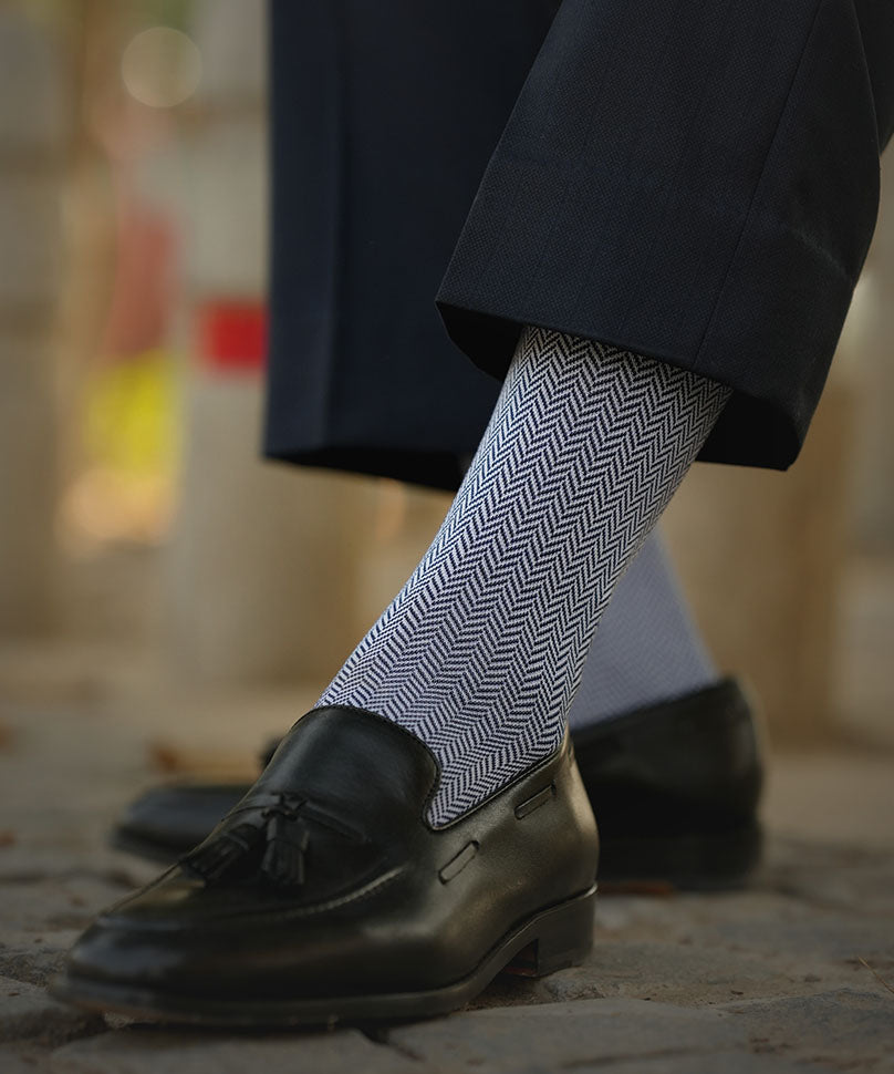 Navy Blue Herringbone