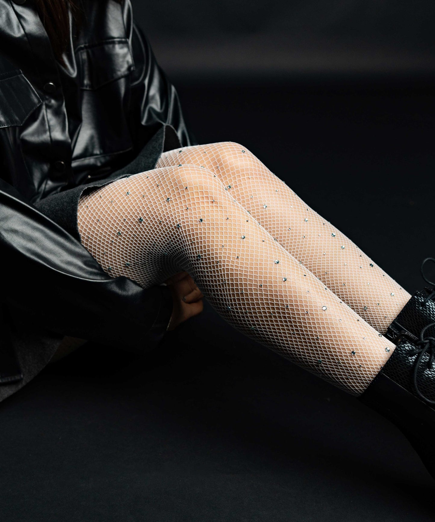 White Rhinestone Stockings